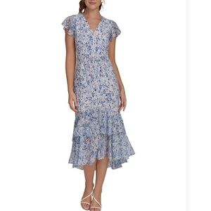 Tommy Hilfiger Blue and White Floral Maxi Dress